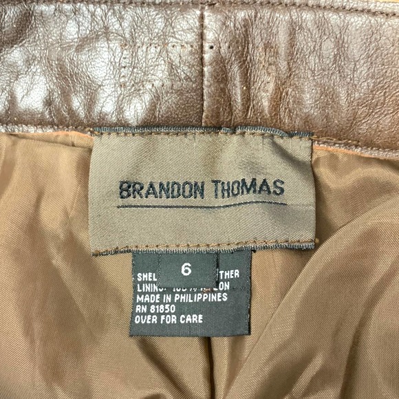 Vintage 90's Leather Pants Brown Boot Cut Size 6 Small Mid Rise Brandon Thomas - Picture 3 of 6